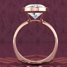 Load image into Gallery viewer, 7.5 Carat Elongated Oval Cut Bezel Euro Shank Solitaire D Color Moissanite Ring