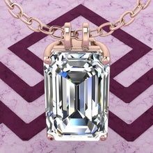 Load image into Gallery viewer, 12 CT Elongated Emerald Cut Solitaire Basket Moissanite Necklace D Color