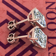 Load image into Gallery viewer, 5 CT x2 Medium Emerald Cut Stud D Color Basket Moissanite Earrings