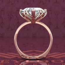 Load image into Gallery viewer, 6 Carat Triangle Cut Tulip Set 9 Prong Solitaire Euro Shank D Color Moissanite Ring