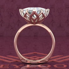 Load image into Gallery viewer, 6.25 Carat Trilliant Cut Tulip Set 9 Prong Solitaire Euro Shank D Color Moissanite Ring