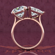 Load image into Gallery viewer, 4 Carat Round Cut &amp; 4 Carat Trilliant Cut Two-Stone Basket D Color Moissanite Ring