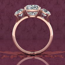 Load image into Gallery viewer, 3.7 CTW Square Cushion Cut Three-Stone D Color Basket Moissanite Ring