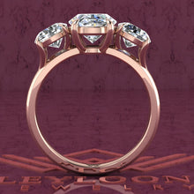 Load image into Gallery viewer, 3.2 CTW Oval Cut Three-Stone D Color Basket Moissanite Ring (1x2ct Oval, 2x0.6ct Round
