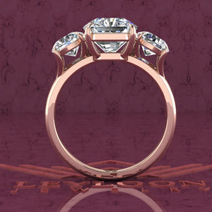 3.7 CTW Square Radiant Cut Three-Stone D Color Basket Moissanite Ring