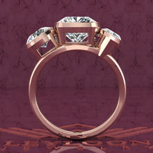 Load image into Gallery viewer, 4.1 CTW Square Cushion Cut Three-Stone Random Shape Bezel D Color Moissanite Ring