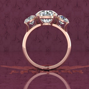 4.2 CTW Round Cut Three-Stone D Color Basket Moissanite Ring