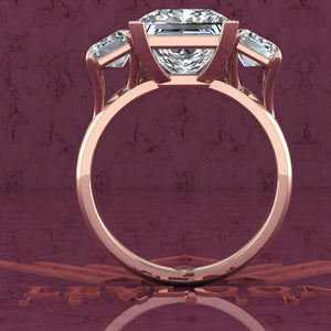 5.6 CTW Princess Cut Three-Stone D Color Basket Moissanite Ring
