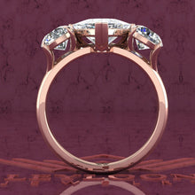 Load image into Gallery viewer, 4.2 CTW Trilliant Cut Three-Stone D Color Basket Moissanite Ring