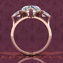 Load image into Gallery viewer, 4.2 CTW Heart Cut Three-Stone D Color Basket Moissanite Ring