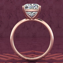 Load image into Gallery viewer, 3 Carat Square Cushion Cut 4 Prong Solitaire D Color Basket Moissanite Ring