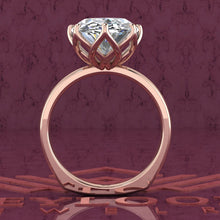 Load image into Gallery viewer, 5.5 Carat Medium Oval Cut Tulip Set 8 Prong Solitaire Euro Shank D Color Moissanite Ring