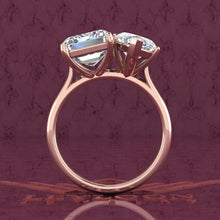 Load image into Gallery viewer, 3 Carat Marquise Cut &amp; 4 Carat Medium Emerald Cut Two-Stone Basket D Color Moissanite Ring