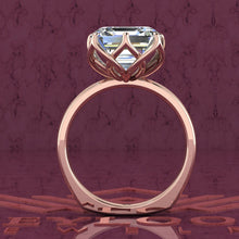 Load image into Gallery viewer, 5 Carat Asscher Cut Tulip Set 8 Prong Solitaire Euro Shank D Color Moissanite Ring