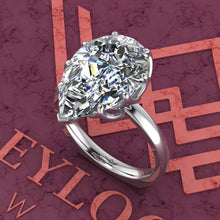 Load image into Gallery viewer, 6 Carat Pear Cut Tulip Set 9 Prong Solitaire Euro Shank D Color Moissanite Ring