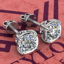 Load image into Gallery viewer, 2.5 CT x2 Square Cushion Cut Stud D Color Basket Moissanite Earrings