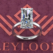 Load image into Gallery viewer, 5 Carat Elongated Radiant Cut 4 Prong Solitaire Euro Shank D Color Basket Moissanite Ring