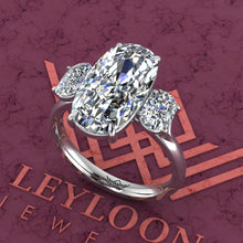 Load image into Gallery viewer, 8.4 CTW Elongated Cushion Cut Three-Stone D Color Basket Moissanite Ring