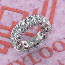 Load image into Gallery viewer, 12 CTW Asscher Cut Eternity Bands D Color Basket Moissanite Ring