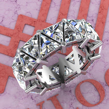 Load image into Gallery viewer, 15.2 CTW Triangle Cut Eternity Bands D Color Basket Moissanite Ring
