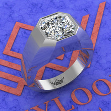 Load image into Gallery viewer, 3.5 CT Square Radiant Cut Bazel Man&#39;s Moissanite Engagement Ring D Color