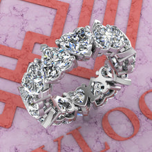 Load image into Gallery viewer, 17 CTW Heart Cut Eternity Bands D Color Basket Moissanite Ring