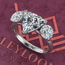 Load image into Gallery viewer, 4.2 CTW Trilliant Cut Three-Stone D Color Basket Moissanite Ring