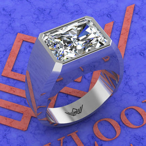 6.5 CT Medium Radiant Cut Bazel Man's Moissanite Engagement Ring D Color
