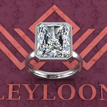 Load image into Gallery viewer, 8.5 Carat Medium Radiant Cut Bezel Euro Shank Solitaire D Color Moissanite Ring