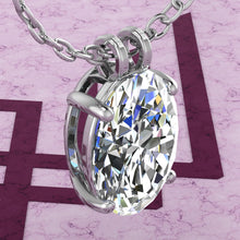 Load image into Gallery viewer, 8 CT Medium Oval Cut Solitaire Basket Moissanite Necklace D Color
