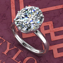 Load image into Gallery viewer, 4.5 Carat Fat Oval Cut Tulip Set 8 Prong Solitaire Euro Shank D Color Moissanite Ring