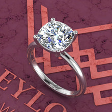 Load image into Gallery viewer, 3 Carat Square Cushion Cut 4 Prong Solitaire D Color Basket Moissanite Ring