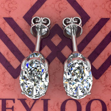 Load image into Gallery viewer, 6 CT x2 Elongated Oval Cut Stud D Color Basket Moissanite Earrings