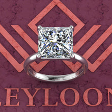 Load image into Gallery viewer, 5 Carat Princess Cut 4 Prong Solitaire D Color Basket Moissanite Ring