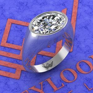 6.5 CT Medium Oval Cut Man Engagement Ring D Color Bezel Moissanite Ring