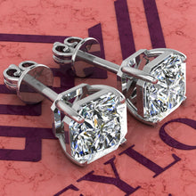 Load image into Gallery viewer, 2.5 CT x2 Square Radiant Cut Stud D Color Basket Moissanite Earrings