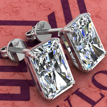 Load image into Gallery viewer, 5.5 CT x2 Medium Radiant Cut Stud D Color Basket Moissanite Earrings