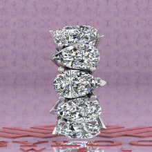 Load image into Gallery viewer, 21 CTW Pear Cut Eternity Bands D Color Basket Moissanite Ring