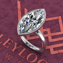 Load image into Gallery viewer, 7.5 Carat Marquise Cut Bezel Euro Shank Solitaire D Color Moissanite Ring