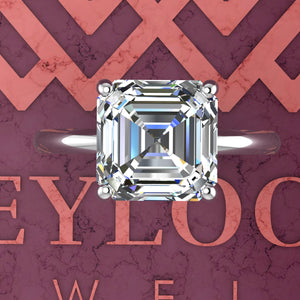 3 Carat Asscher Cut 4 Prong Solitaire D Color Basket Moissanite Ring