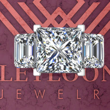 Load image into Gallery viewer, 5.6 CTW Princess Cut Three-Stone D Color Basket Moissanite Ring