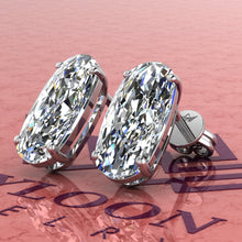 Load image into Gallery viewer, 7 CT x2 Elongated Cushion Cut Stud Basket Moissanite Earring
