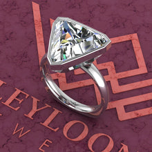 Load image into Gallery viewer, 7.5 Carat Trilliant Cut Bezel Euro Shank D Color Solitaire Moissanite Ring