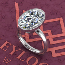 Load image into Gallery viewer, 5.5 Carat Medium Oval Cut Bezel Euro Shank Solitaire D Color Moissanite Ring