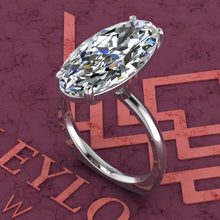 Load image into Gallery viewer, 5.5 Carat Elongated Oval Cut 4 Prongs Solitare D Color Basket Moissanite Ring