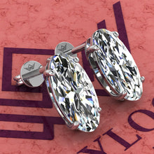 Load image into Gallery viewer, 6 CT x2 Elongated Oval Cut Stud D Color Basket Moissanite Earrings