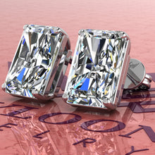 Load image into Gallery viewer, 5.5 CT x2 Medium Radiant Cut Stud D Color Basket Moissanite Earrings