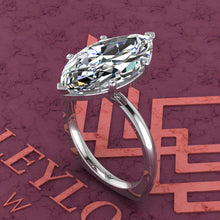 Load image into Gallery viewer, 5 Carat Marquise Cut 6 Prongs Solitaire Euro Shank D Color Basket Moissanite Ring