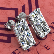 Load image into Gallery viewer, 9 CT x2 Elongated Radiant Cut Stud D Color Basket Moissanite Earrings