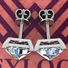 Load image into Gallery viewer, 4 CT x2 Triangle Cut Stud D Color Basket Moissanite Earrings